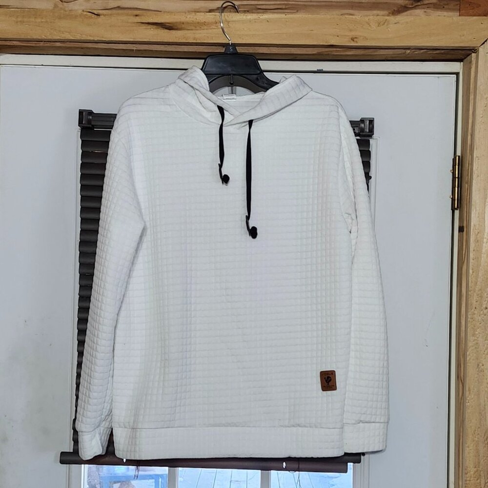 Vogue mans white pullover hoodie waffle style   size m NWOT